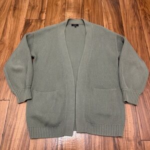 Quince Organic Cotton Oversized Cardigan Heavy Knit Sage Green Womens XS